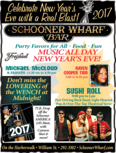 Schooner Wharf Bar 2017 NYE Flyer