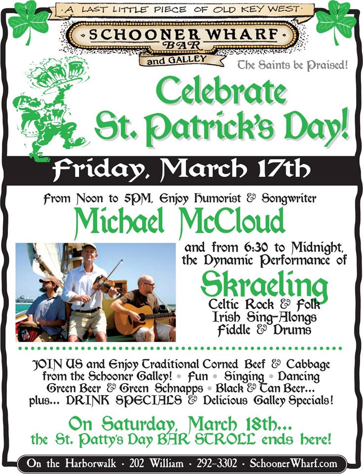 Schooner Wharf Bar St. Patrick's Day Flyer