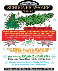 schooner wharf 2022 tree trimming contest flyer