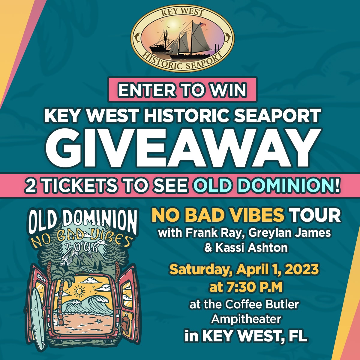 key west historic seaport old dominion giveaway concert tickets