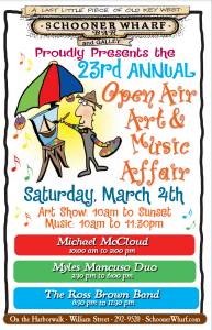 23rd annual schooner wharf bar open air art and music affair flyer
